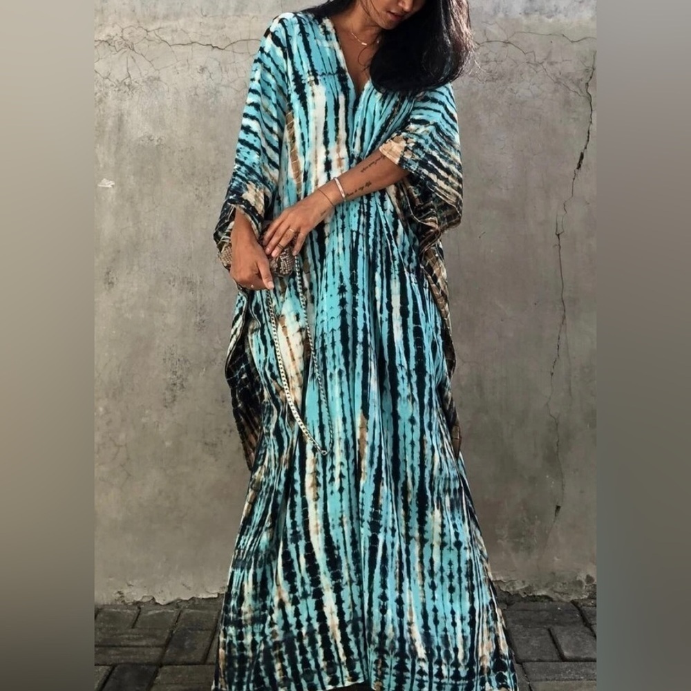 Jenny Elegant Bohemian Kaftan Maxi Dress Swimsuit Coverup - Picture 4 of 13